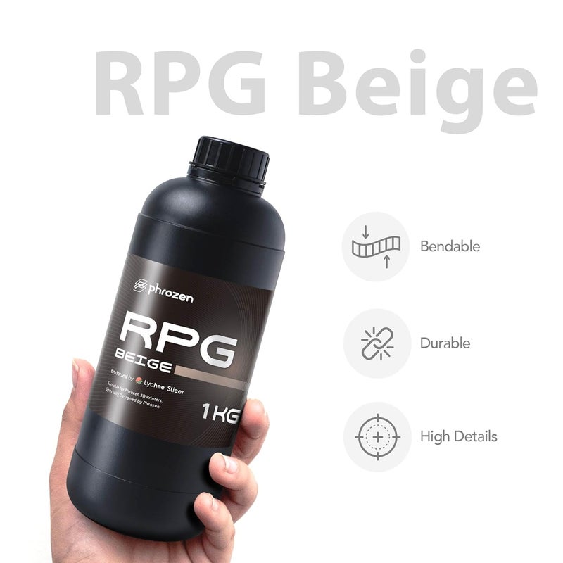 Phrozen 3D Printer Rapid Resin [RPG], Low Shrinkage Superior Precision Smooth Surface Finish, 405nm LCD UV-Curing Photopolymer Resin, Beige (1KG) - Image 2